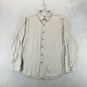 James Perse Shirt Mens 2 / M Beige Twill Cotton Long Sleeve Button Front Casual